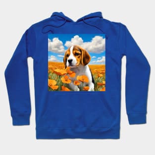 California Poppy Beagle Puppy Hoodie